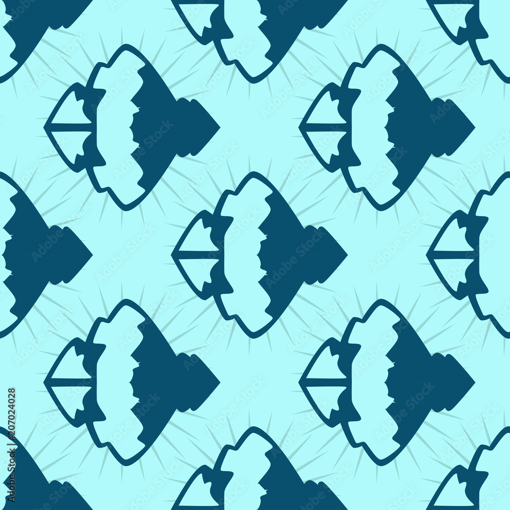 Obraz premium Vector mountain exploration vintage background seamless pattern rock silhouette design elements