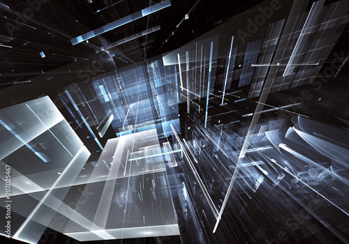 Fractal art - computer 3D image  technological background