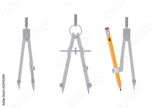 Vector illustration. Compass measuring instrument.