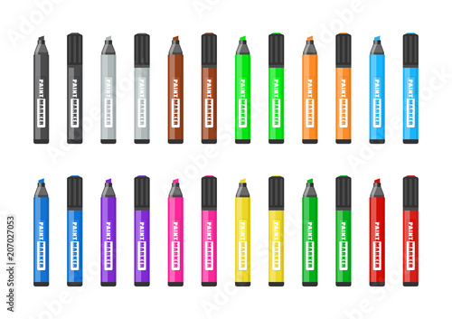 Vector illustration. Set of open and closed markers.