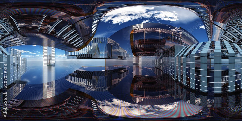 Obraz premium HDRI, environment map, spherical panorama, equidistant projection, production room, factory premises, 3D rendering