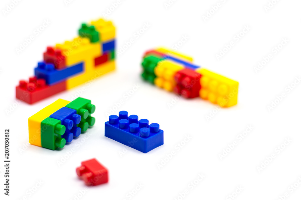 Plastic building blocks isolated on white background Plastic building blocks isolated on white background