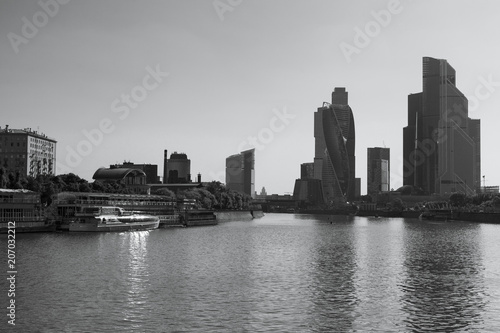 view of the Moscow city center from the Moscow-River embankment