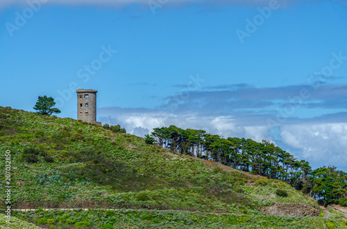 Abandoned tower on steep hill  Tenerife  Canary Islands  Spain