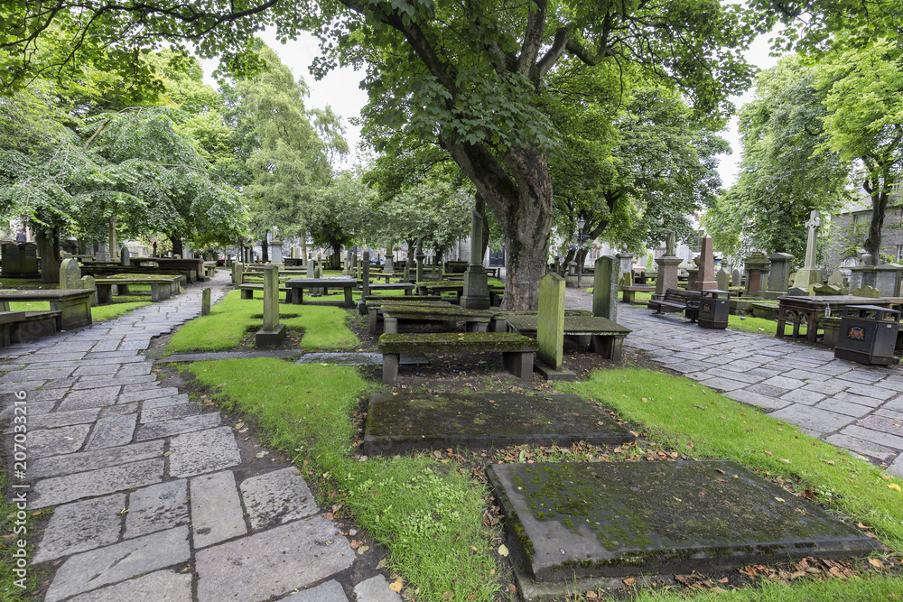 Stone paths in the grave yard of the  Kirk of Saint Nicholas Uniting.