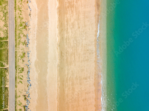 An aerial view of Slapton Sands in Devon UK
