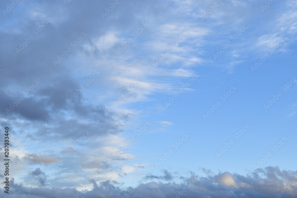 Various shapes of clouds in the sky.