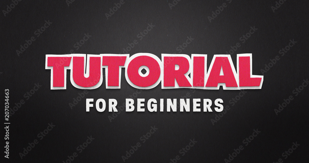 Tutorial for beginners. Pink word on black background with Paper texture. Tutorial for beginners. Pink word on black background with Paper texture.