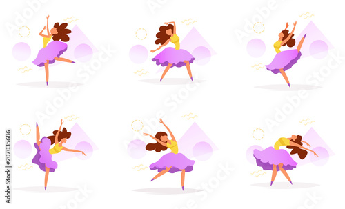 Dancer set Vector. Cartoon.