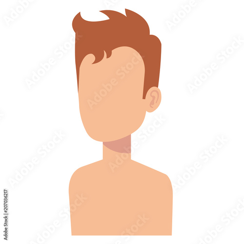young man shirtless avatar character vector illustration design