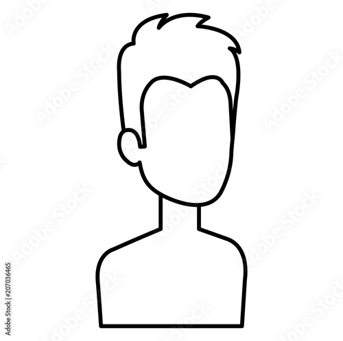 young man shirtless avatar character vector illustration design