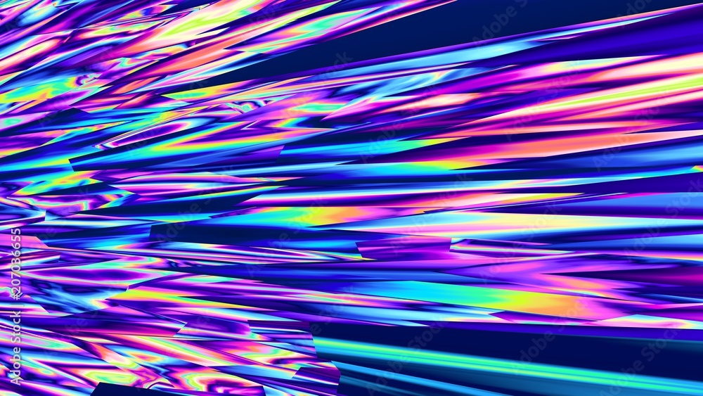Multicolor background. Glitch. Colorful glass. Splinters abstract. Digital design. 3d illustration. Creative. Wallpaper. Futuristic. Fluorescent. Vibrant. Vivid. Fantasy. - obrazy, fototapety, plakaty 
