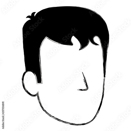young man head avatar character vector illustration design