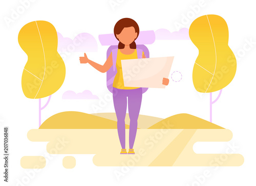 Hitchhiker Vector. Cartoon.