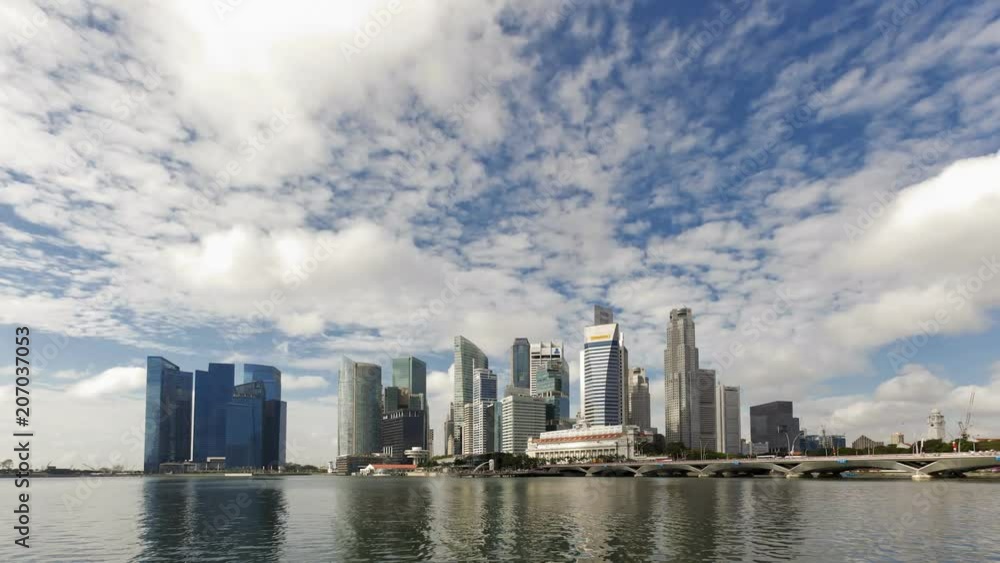 City Skyline, View across Marina Bay to the Financial and Business district of Singapore, South East Asia, Time lapse City Skyline, View across Marina Bay to the Financial and Business district of Singapore, South East Asia, Time lapse