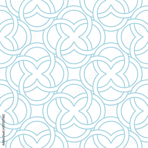 White and blue geometric ornament. Seamless pattern