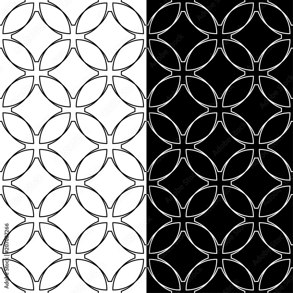 Black and white geometric ornaments. Set of seamless patterns Black and white geometric ornaments. Set of seamless patterns