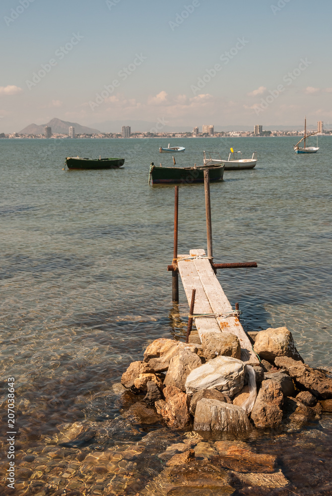 Small wharf in the Mar Menor of Murcia. Spain