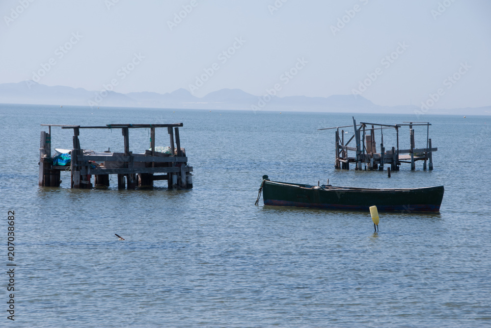 Ruins of the abandoned house in the Mar Menor lagoon. Murcia