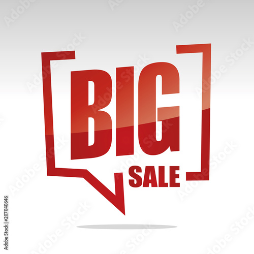 Big sale in brackets white red isolated icon stamp