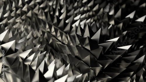 3d abstract background with sharp spike shapes on the displacement wavy surface. photo