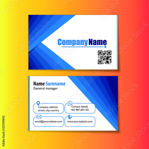 modern blue name card
