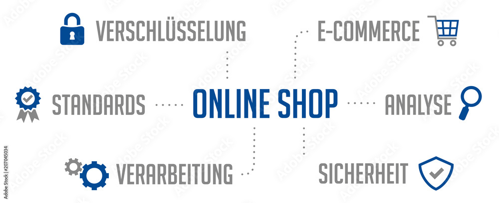 Infografik Online Shop Blau