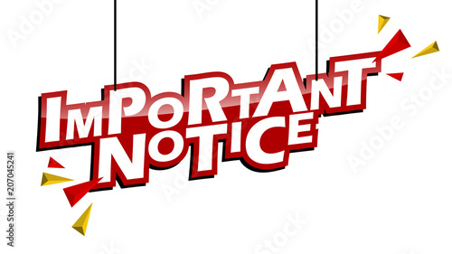 red and yellow tag important notice