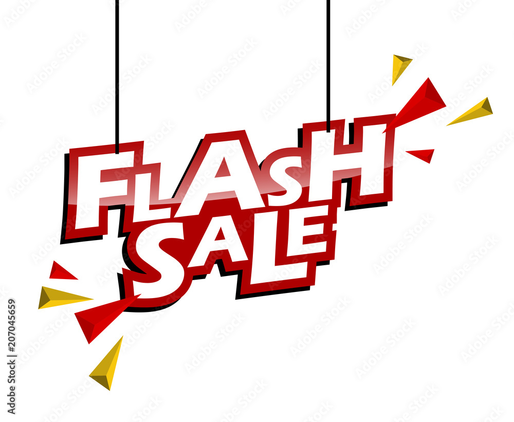 red and yellow tag flash sale - obrazy, fototapety, plakaty 