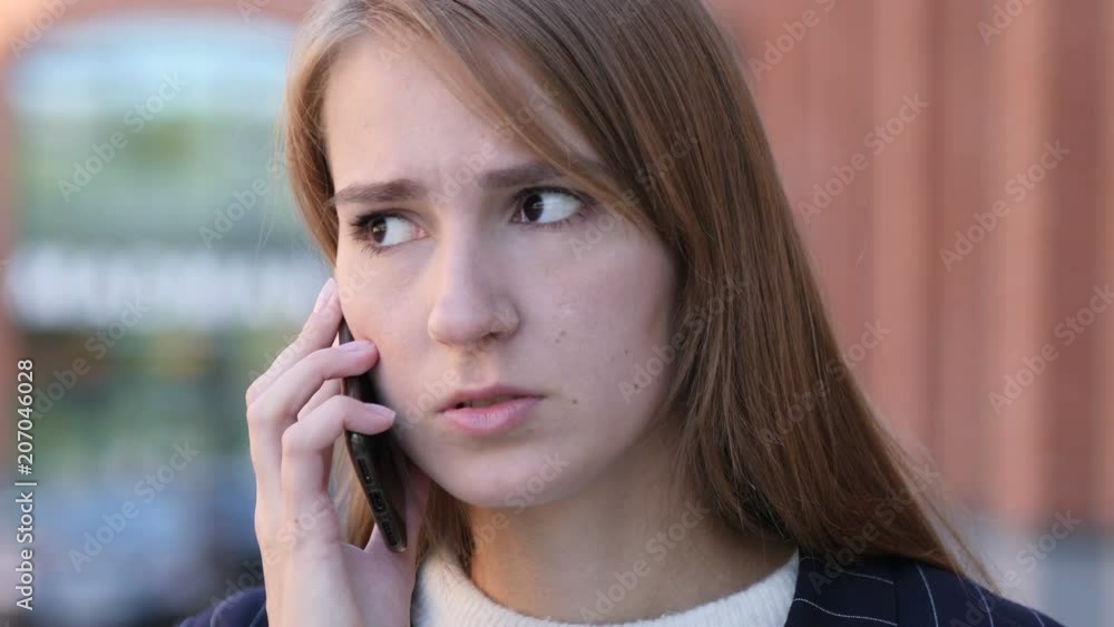 Talking on Phone, Woman Discussing Work on Smartphone Talking on Phone, Woman Discussing Work on Smartphone