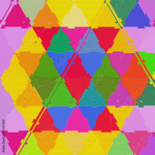multicolor knitted triangle background, scheme for cross embroidery