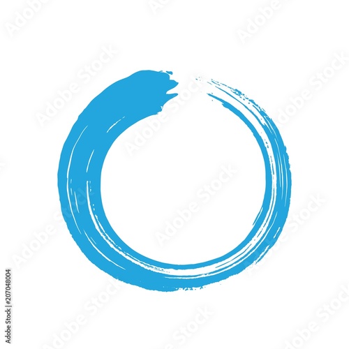 Blue Zen Enso Circle Brush Vector Illustration