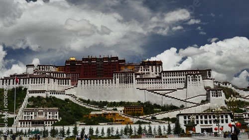 Potala Palace Time Lapse. Dalai lama place. Lhasa, Tibet