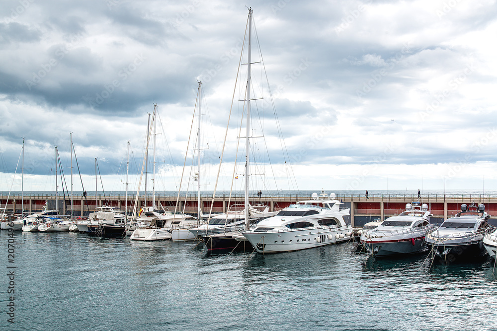 Port with yachts in Barcelona, Spain