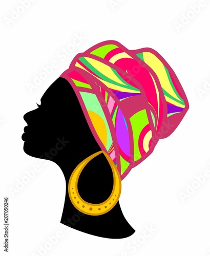 profile of an African woman on a white background