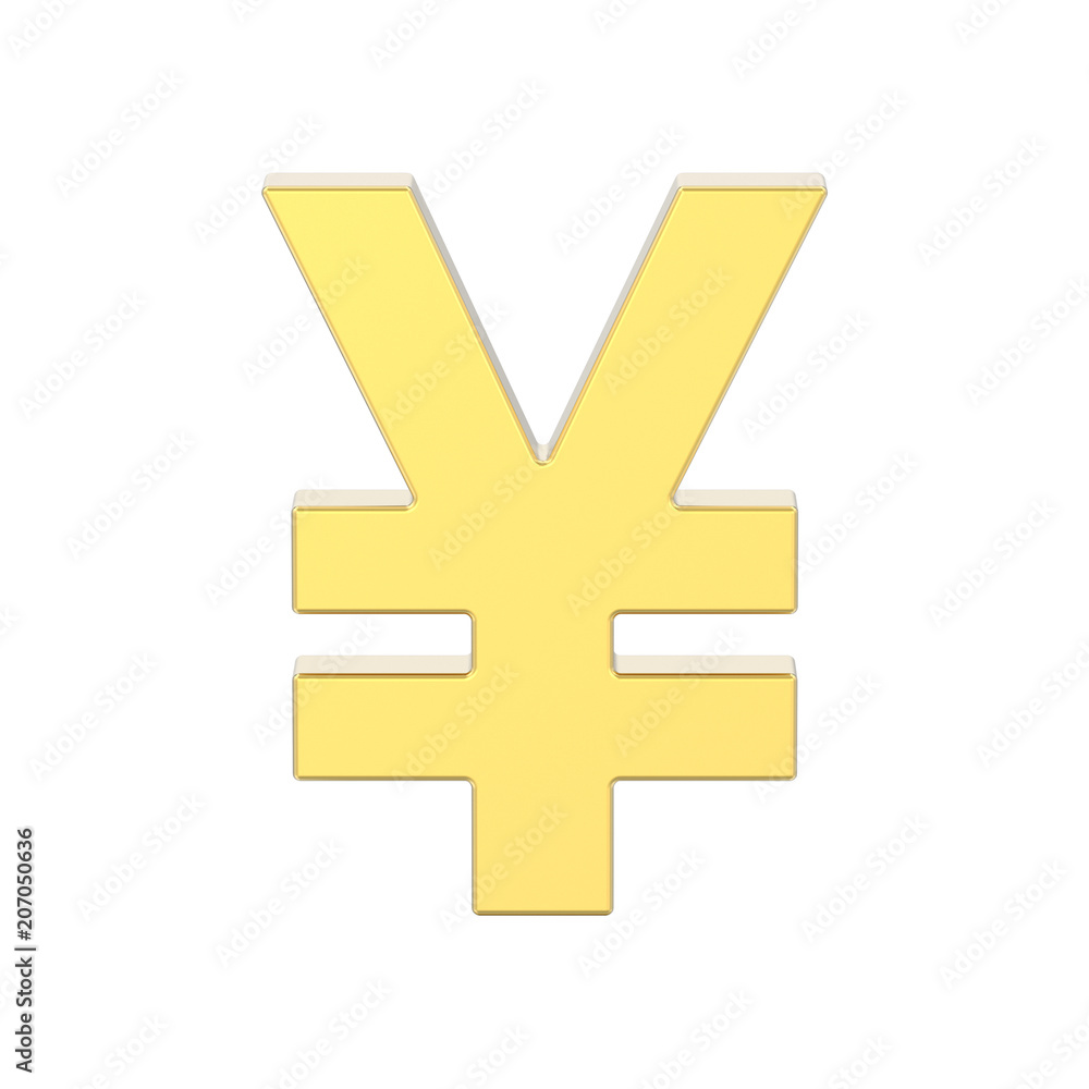 3D illustration isolated golden yen money 3D illustration isolated golden yen money