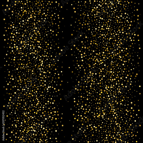 Golden glitter sparkle bubbles champagne particles stars on black background,happy new year holiday concept