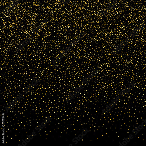 Golden glitter sparkle bubbles champagne particles stars on black background,happy new year holiday concept
