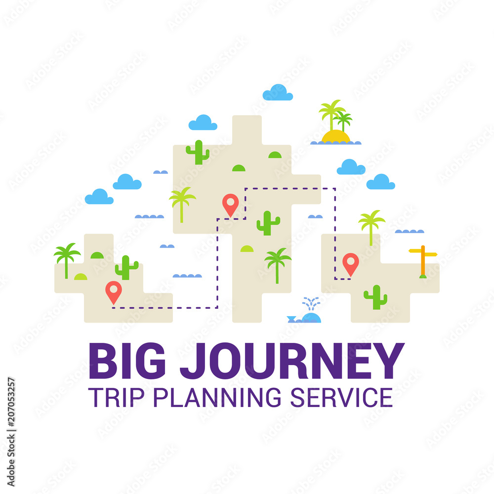 Trip planning service. Cheap flights. The concept of travel. Vector flat.