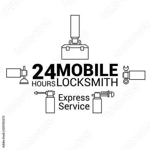 Mobile locksmith. Logo in vector. In the lines.