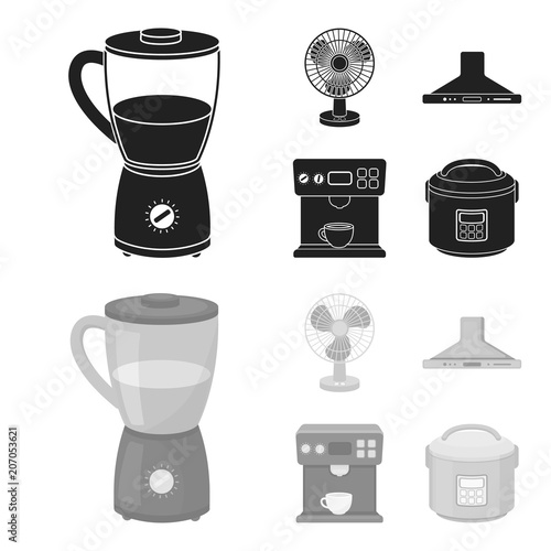 Blender, extractor and other equipment.Household set collection icons in black,monochrome style vector symbol stock illustration web.
