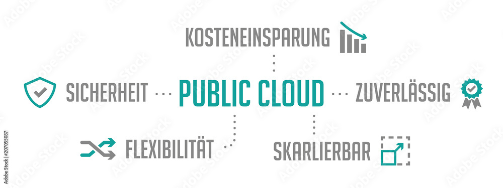 Infografik Public Cloud Türkis