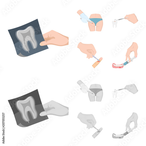 Tooth, X-ray, instrument, dentist and other web icon in cartoon,monochrome style.surgeon, abscess, scalpel icons in set collection.