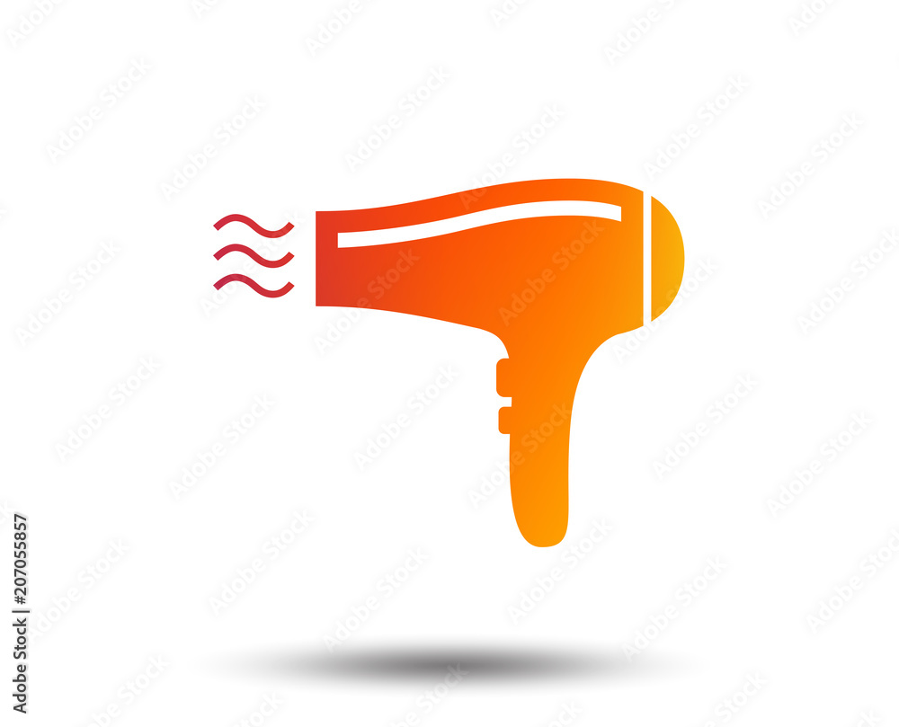 Hairdryer sign icon. Hair drying symbol. Blowing hot air. Turn on. Blurred  gradient design element. Vivid graphic flat icon. Vector Stock Vector |  Adobe Stock