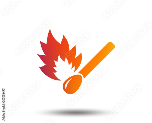 Match stick burns icon. Burning matchstick sign. Fire symbol. Blurred gradient design element. Vivid graphic flat icon. Vector