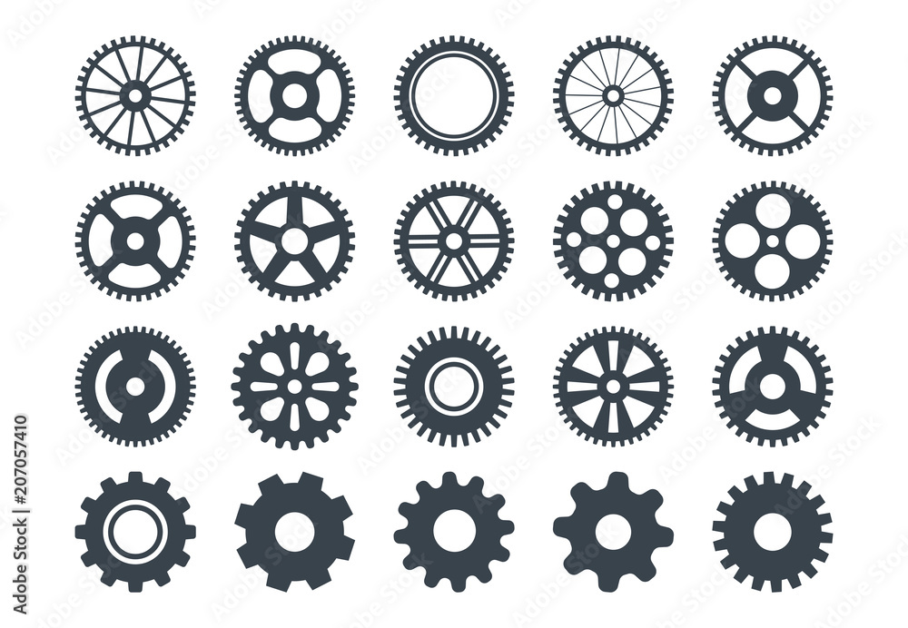 Cogwheel machine gear icon, set of gear wheels. Vector illustration, isolated. Cogwheel machine gear icon, set of gear wheels. Vector illustration, isolated.