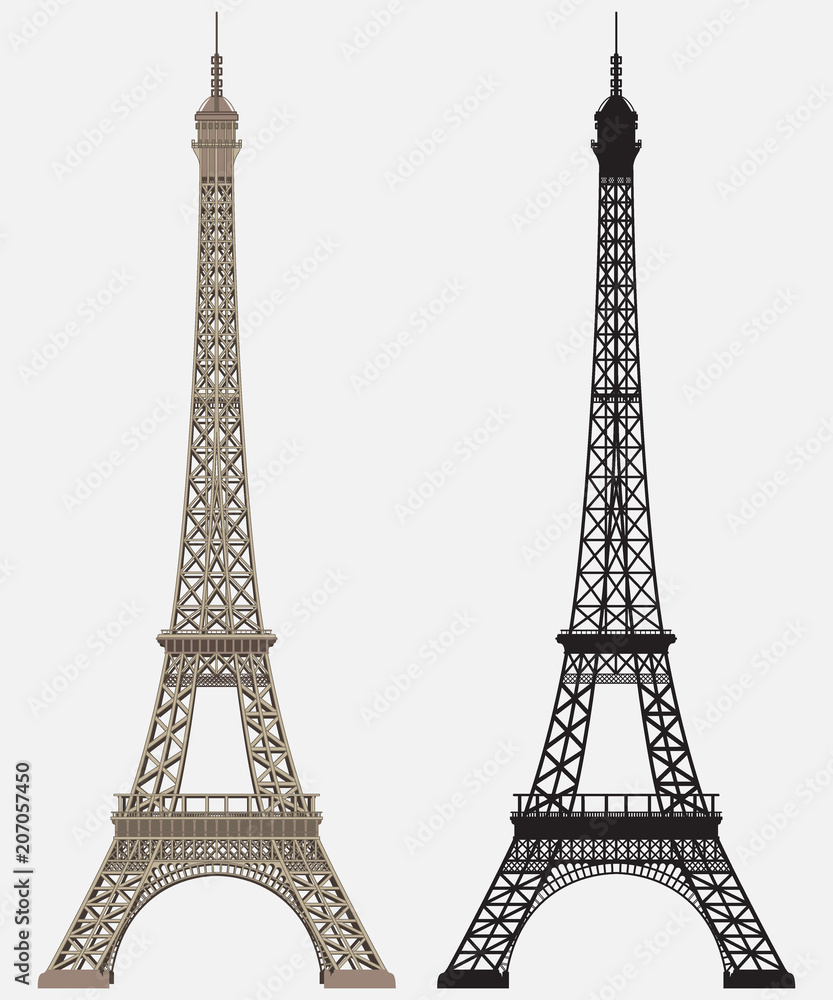 Eiffel tower Black Silhouette - obrazy, fototapety, plakaty 
