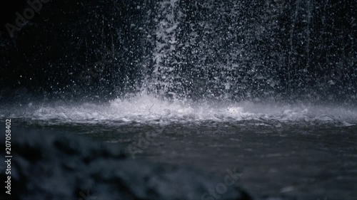 Base of waterfall close up in super slow motion (anamorphic lens, shot on Phantom)