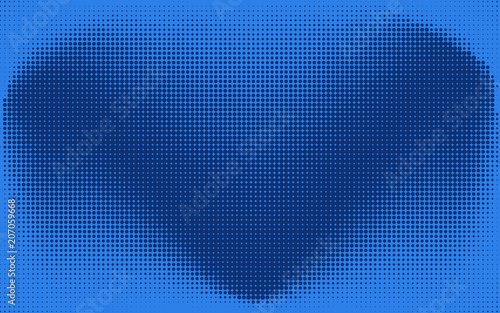 Wallpaper Mural Abstract monochrome blue dotted background with check, heart or wings symbol. Pop art retro texture for wallpaper, banner or presentation design Torontodigital.ca