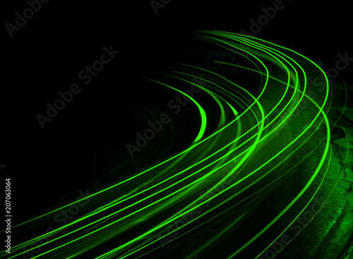Long exposure at night green streaks